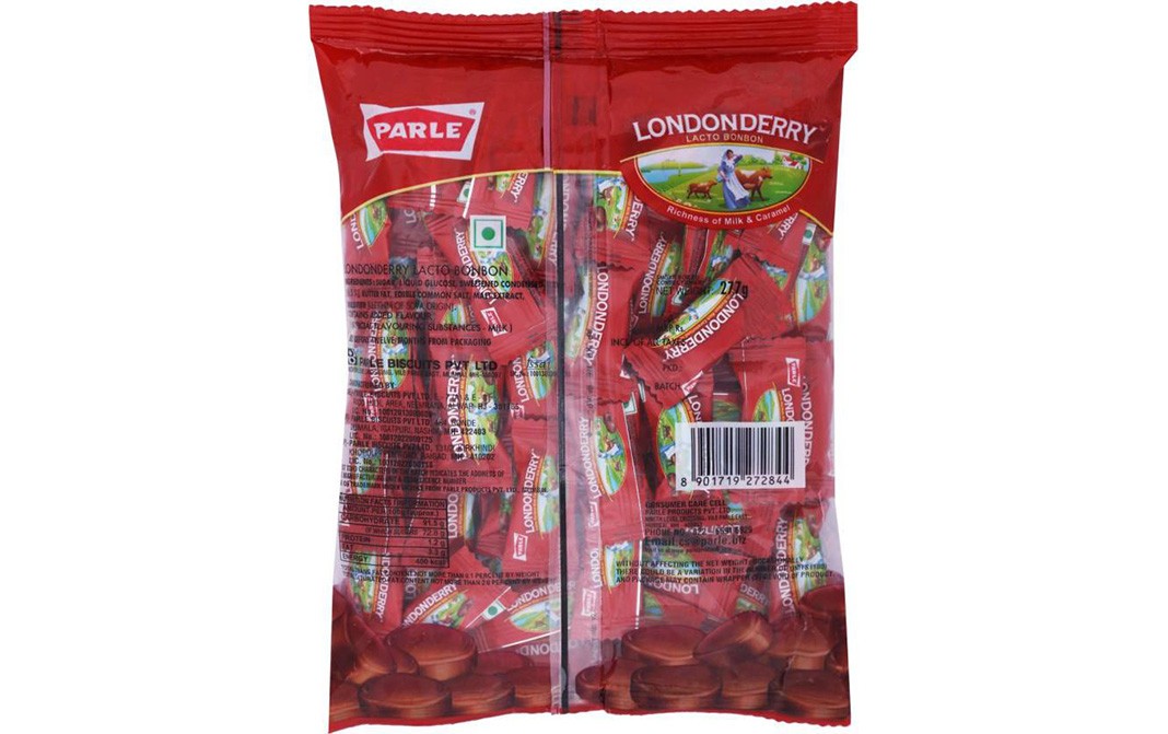 Parle London Derry Lacto Bonbon Rich Caramelised Milk Candy   Pack  277 grams